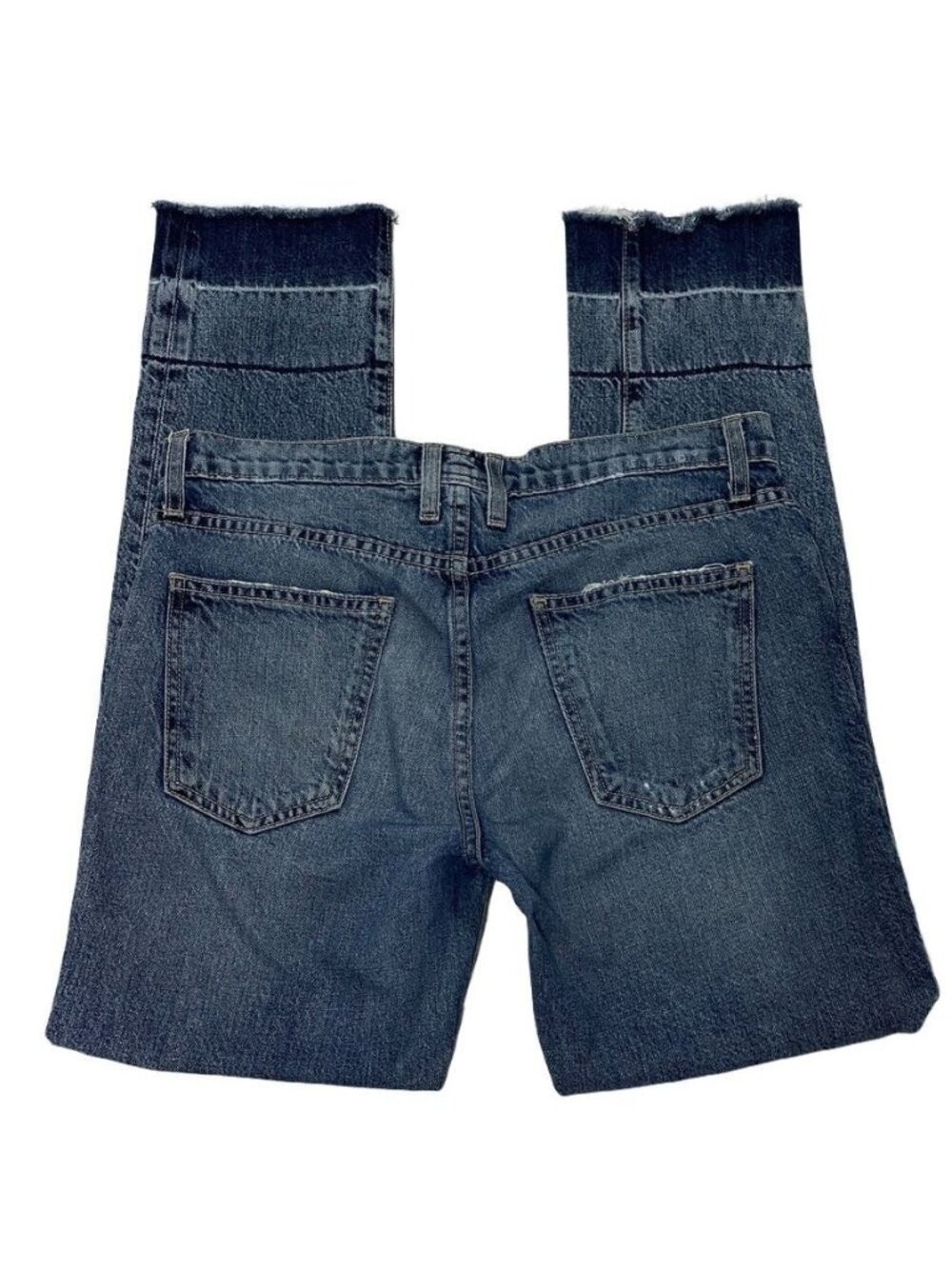 Current/Elliott Womens Distressed Raw Hem Crop Jeans Size 25 Blue Denim